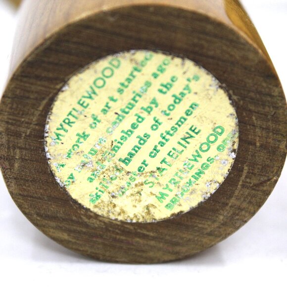 Vintage Stateline Oregon Myrtle Wood with Brass top Candle Holders Pair of 2 MCM - Picture 5 of 6